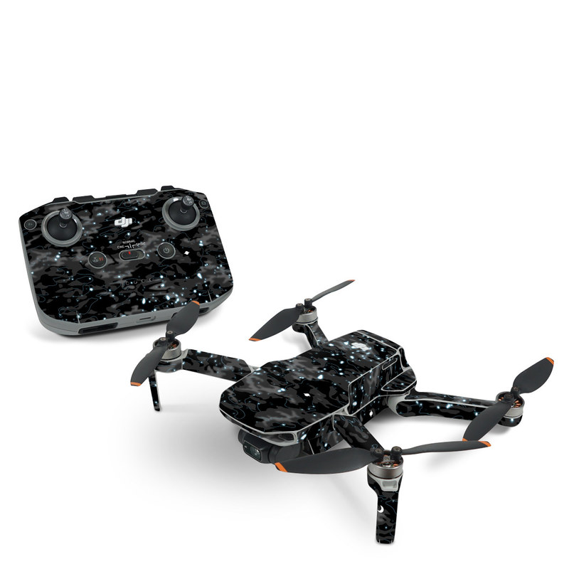 DJI Mini 2 Skin design of Black, Water, Space, Black-and-white, Granite, with blue, white, gray, blue colors