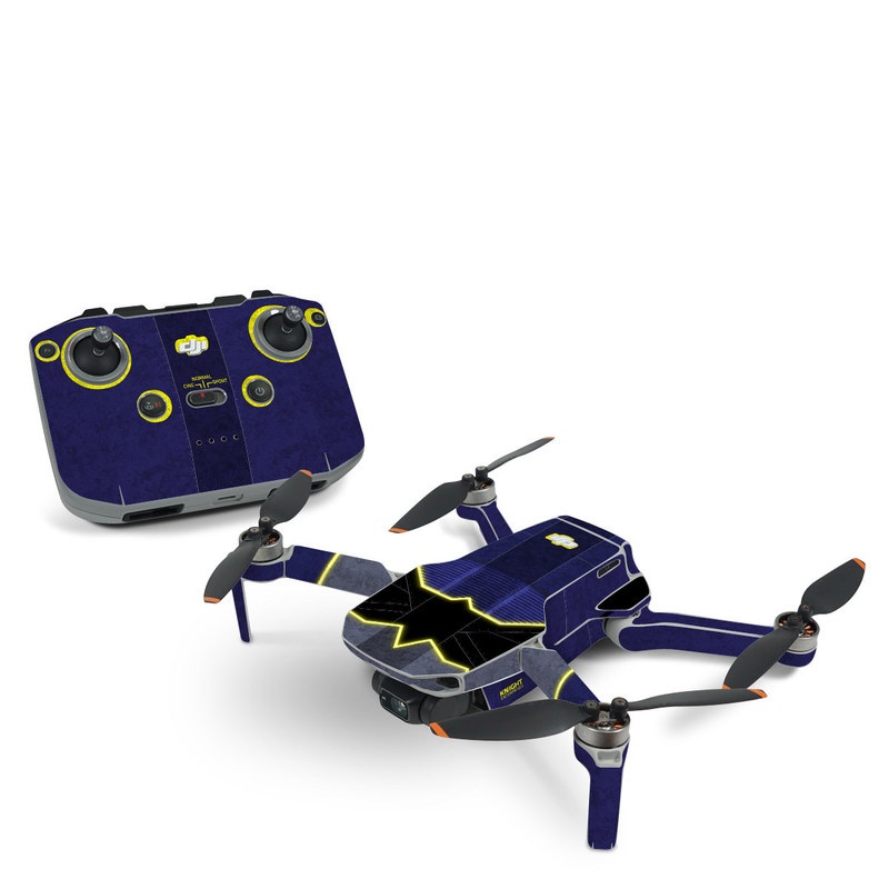 DJI Mini 2 Skin design, with black, blue, yellow, gray colors