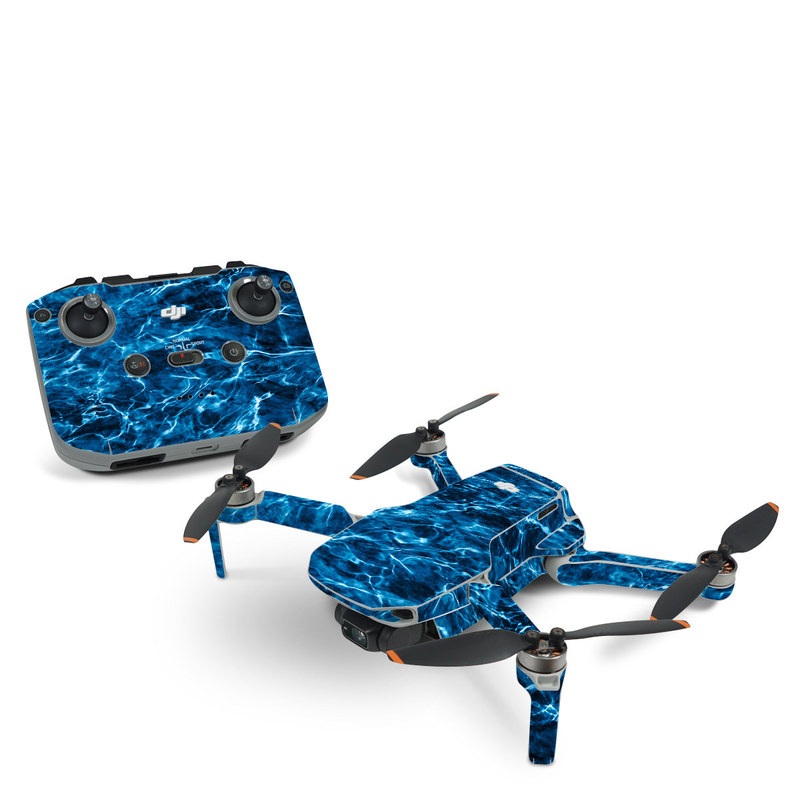 DJI Mini 2 Skin design of Blue, Water, Aqua, Turquoise, Azure, Electric blue, Sky, Pattern, Sea, Ocean, with blue, black colors