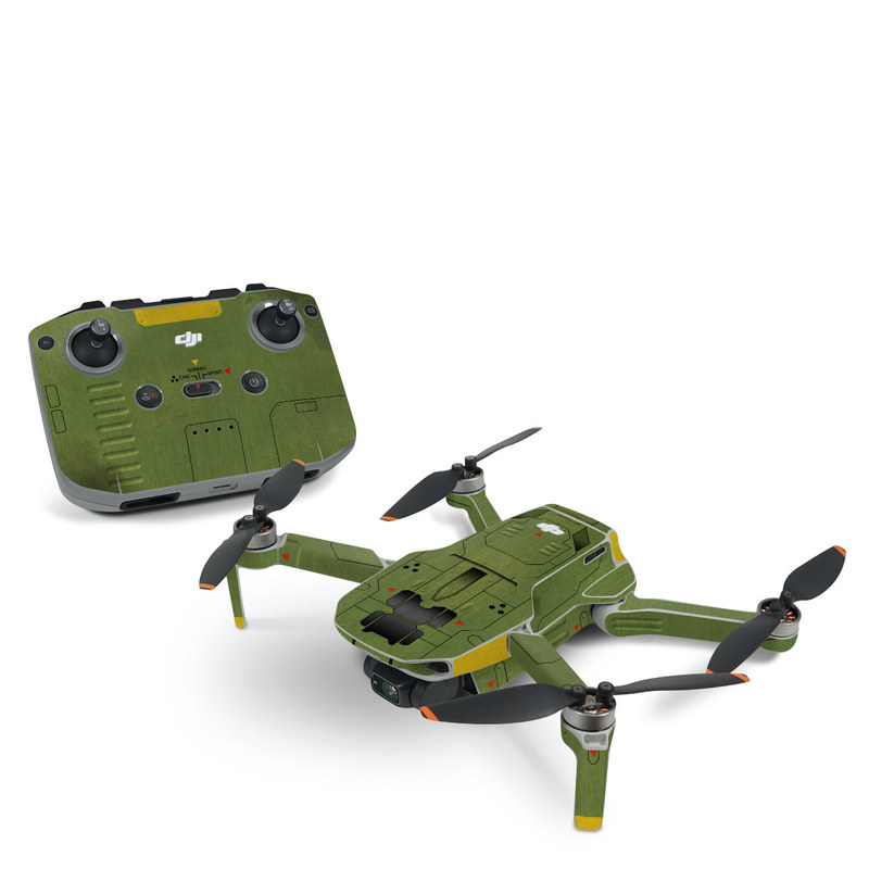 DJI Mini 2 Skin design, with green, black, yellow, red colors