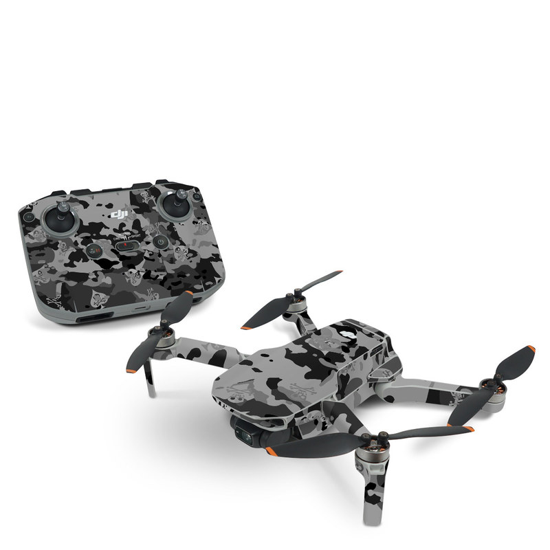 DJI Mini 2 Skin design of Military camouflage, Pattern, Design, Camouflage, Illustration, Uniform, Black-and-white, Wallpaper, Art, with black, gray colors