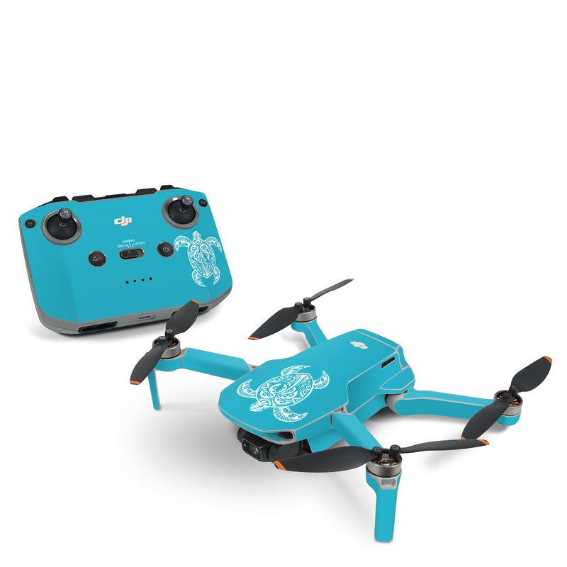 DJI Mini 2 Skin design of Sea turtle, Turtle, Green sea turtle, Reptile, Illustration, with blue, white colors