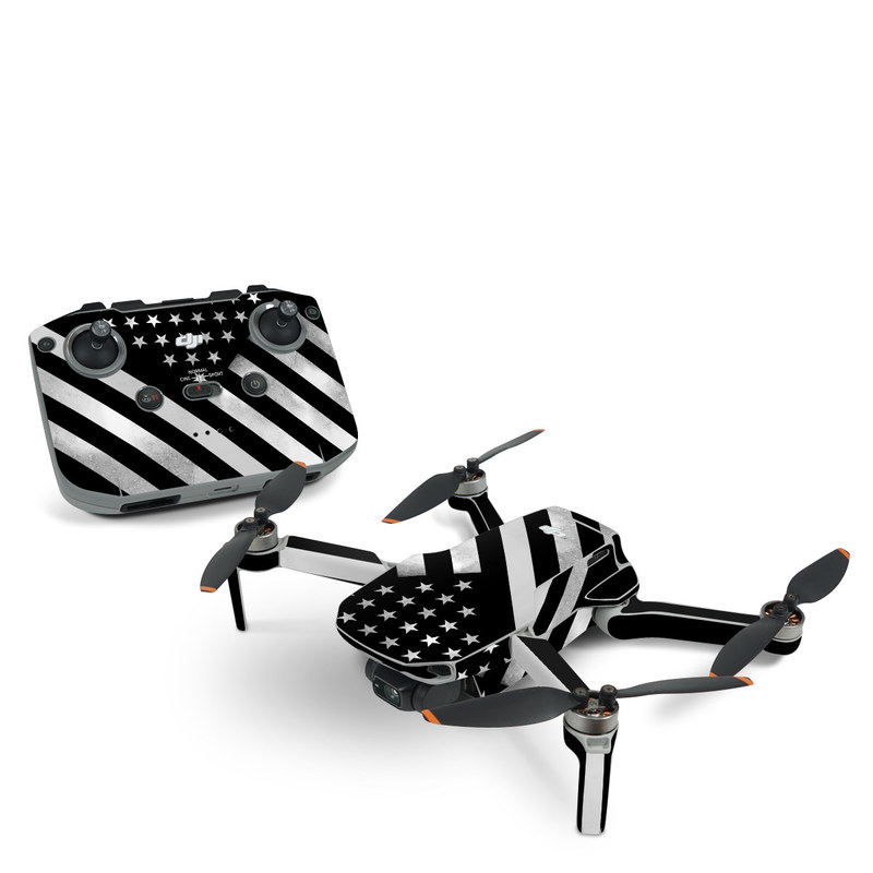 DJI Mini 2 Skin design of Black, Black-and-white, Pattern, Monochrome Photography, Line, Flag Of The United States, Monochrome, Flag, Design, Font, Photography, Style, Parallel, with black, white, gray colors