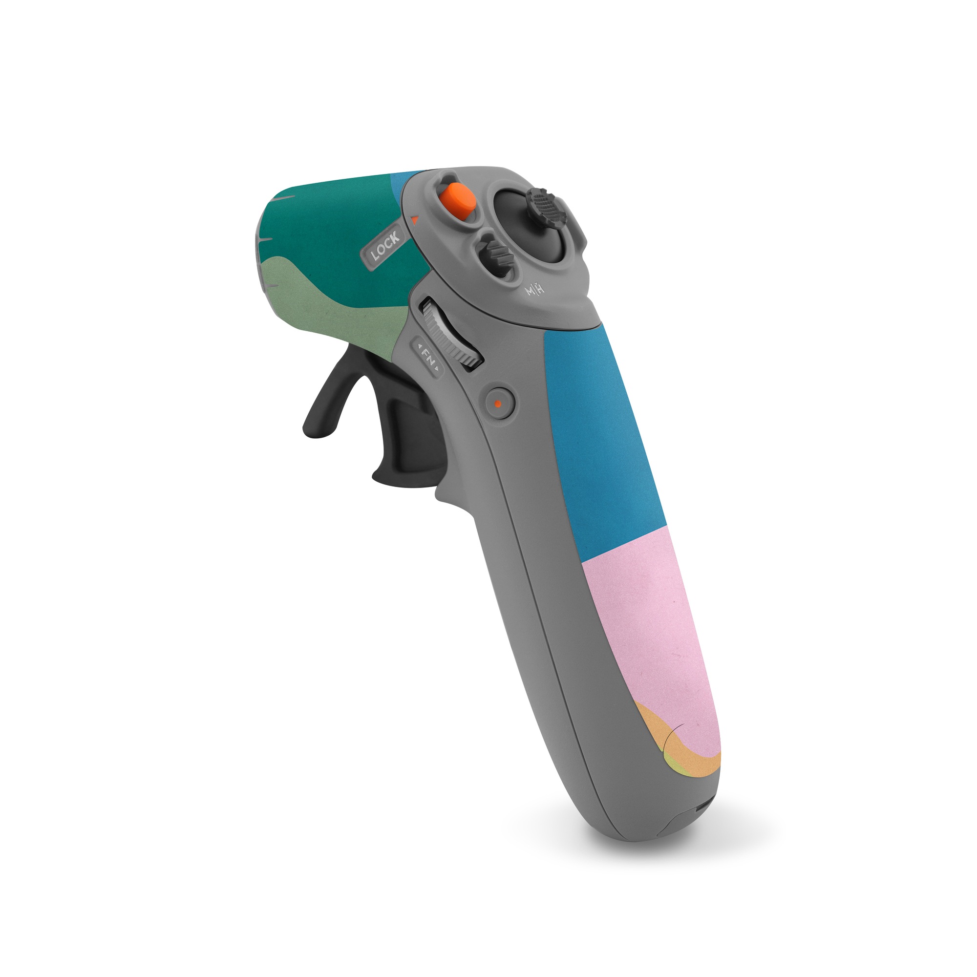 DJI RC Motion 2 Skin design of Azure, Paint, Textile, Organism, Art, Painting, Aqua, Font, Rectangle, Tints and shades, with blue, green, pink, yellow, orange, purple, gray colors