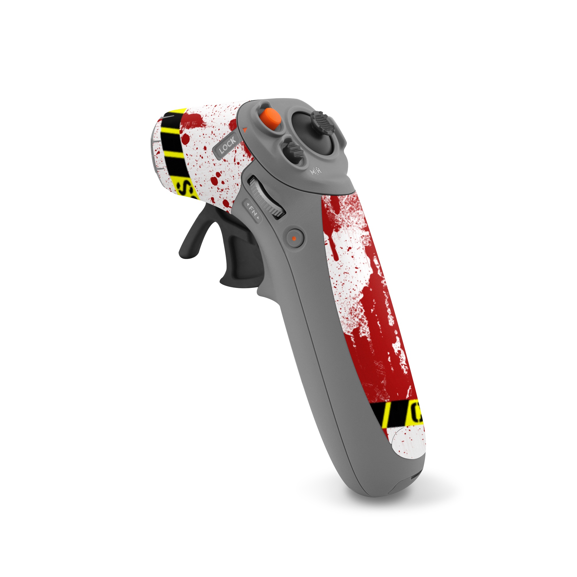 DJI RC Motion 2 Skin design of Text, Font, Red, Graphic design, Logo, Graphics, Brand, Banner, with white, red, yellow, black colors