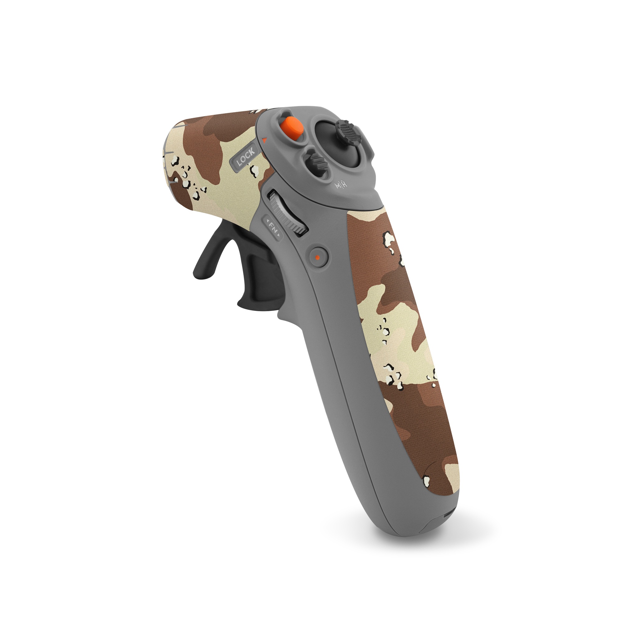 DJI RC Motion 2 Skin design of Military camouflage, Brown, Pattern, Design, Camouflage, Textile, Beige, Illustration, Uniform, Metal, with gray, red, black, green colors