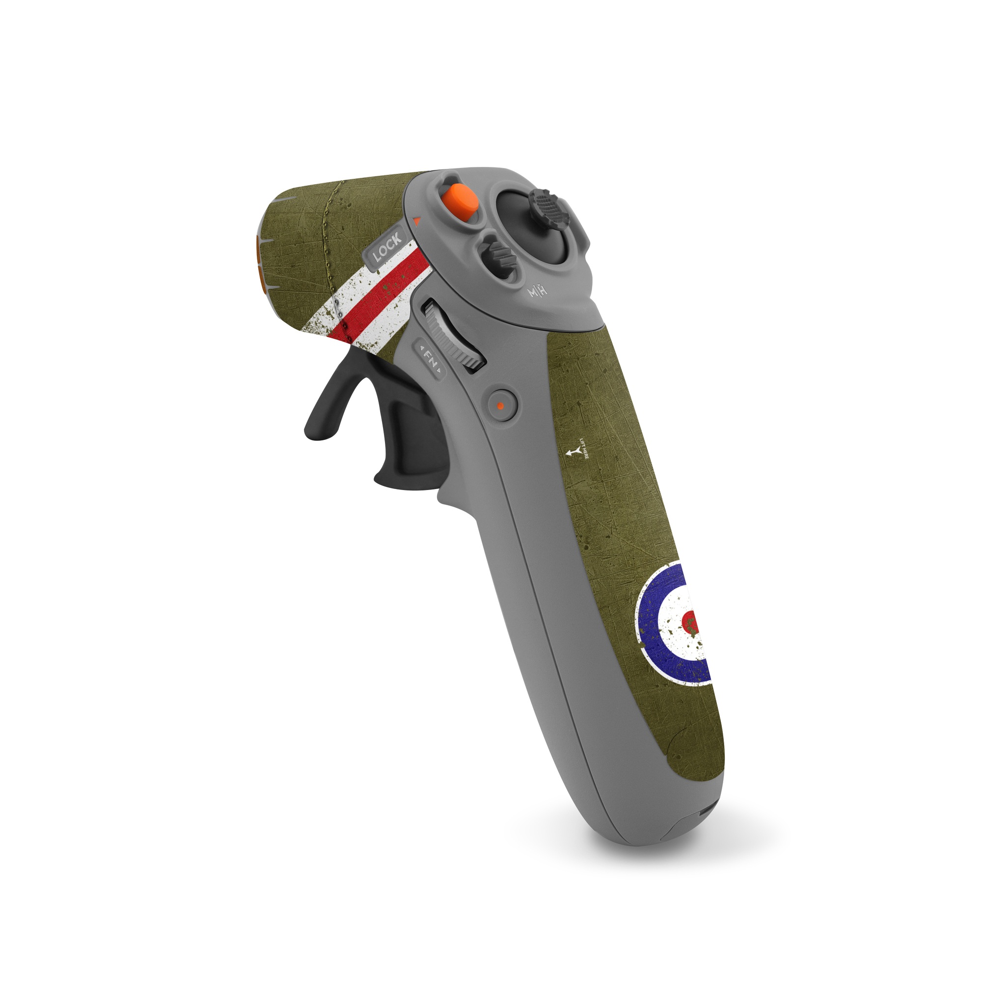 DJI RC Motion 2 Skin design, with green, red, white, blue colors