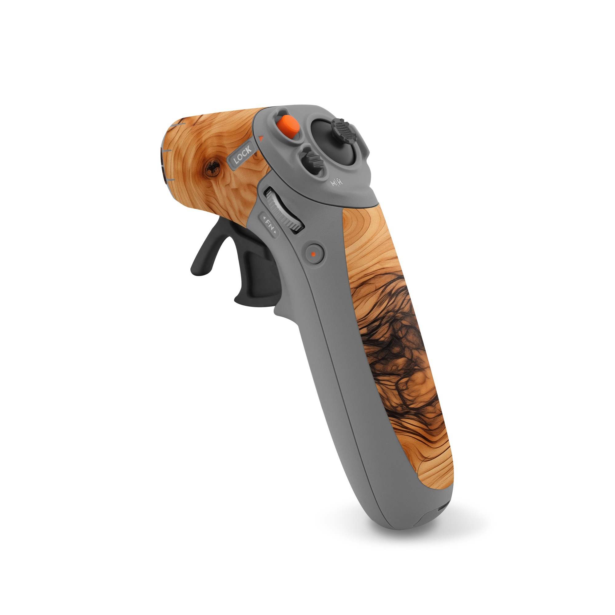 DJI RC Motion 2 Skin design of Brown, Wood, Trunk, Wood stain, Floor, Liquid, Art, Woody plant, Landscape, Flooring, with black, brown, orange colors