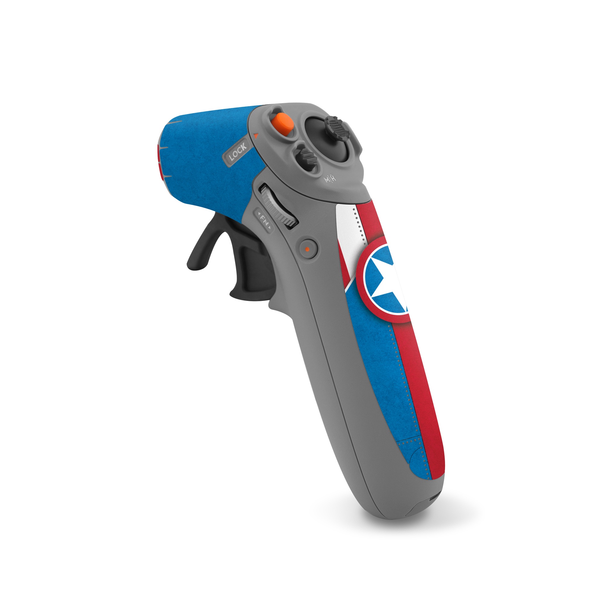 DJI RC Motion 2 Skin design of Superhero, Shield, Fictional character, Hero, Clip art, Captain America, Avengers, with white, blue, red colors