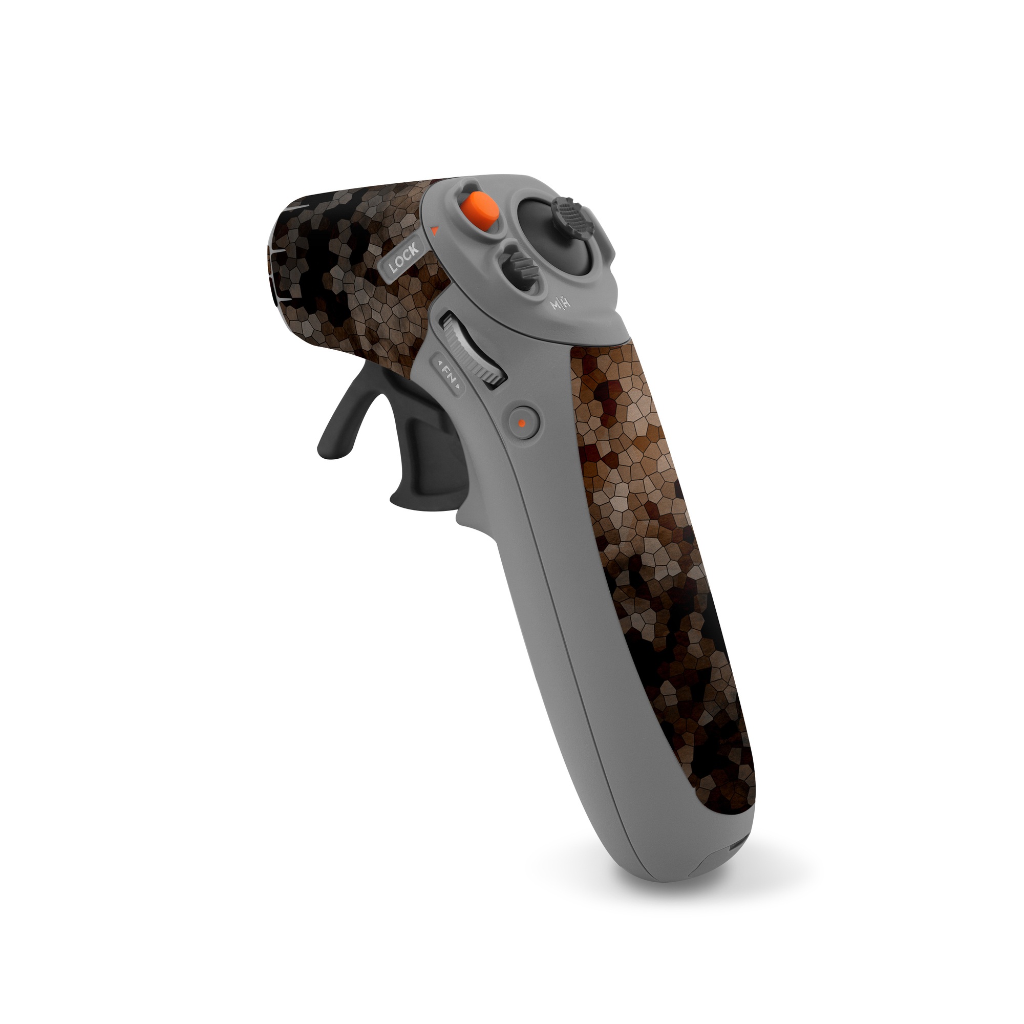 DJI RC Motion 2 Skin design of Brown, Design, Soil, Pattern, Rock, Rust, Granite, Metal, with black, white, gray, brown colors