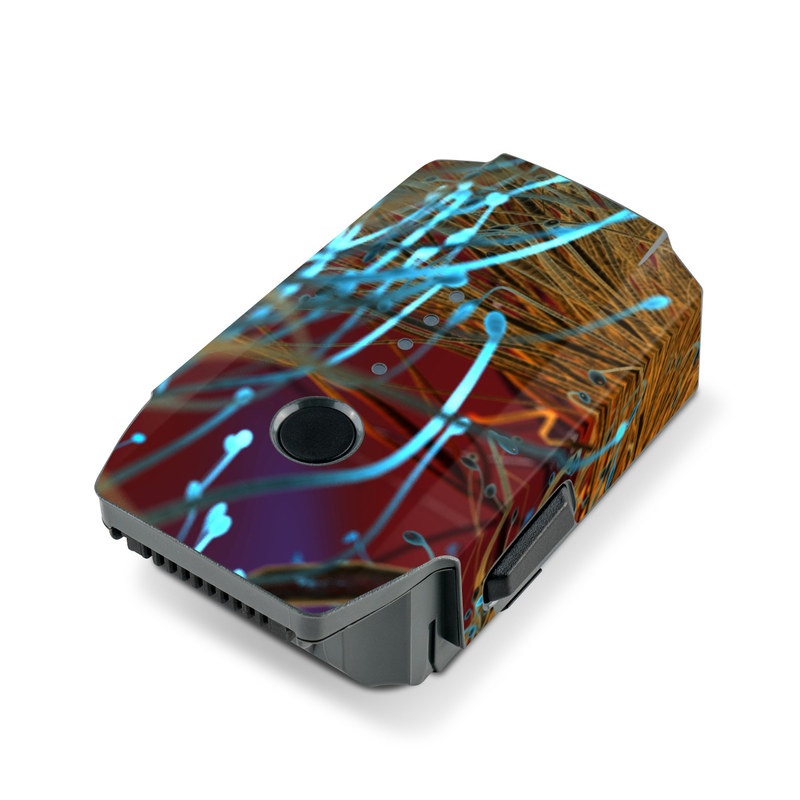 DJI Mavic Pro Battery Skin design of Orange, Tree, Electric blue, Organism, Fractal art, Plant, Art, Graphics, Space, Psychedelic art, with orange, blue, red, yellow, purple colors