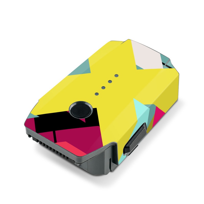 DJI Mavic Pro Battery Skin design of Pattern, Graphic design, Line, Design, Triangle, Font, Illustration, Magenta, Visual arts, with yellow, blue, white, black, red, pink colors