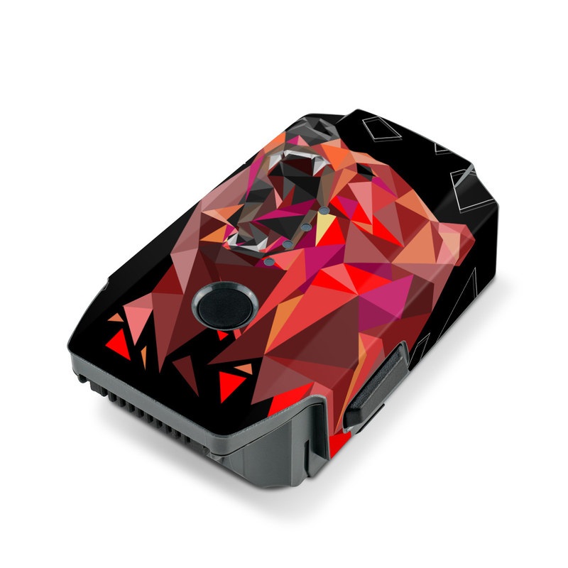 DJI Mavic Pro Battery Skin design of Graphic design, Triangle, Font, Illustration, Design, Art, Visual arts, Graphics, Pattern, Space, with black, red colors