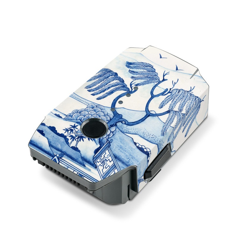 DJI Mavic Pro Battery Skin design of Blue, Blue and white porcelain, Winter, Christmas eve, Illustration, Snow, World, Art, with blue, white colors