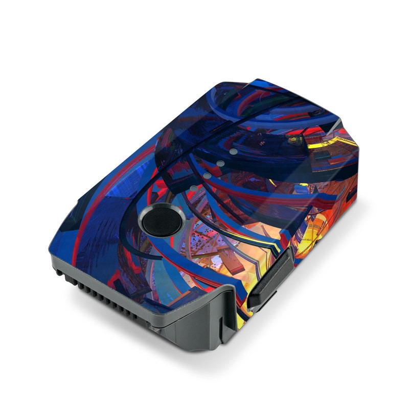 DJI Mavic Pro Battery Skin design of Blue, Water, Circle, Vortex, Electric blue, Wave, Liquid, Graphics, Pattern, Colorfulness, with blue, orange, yellow colors