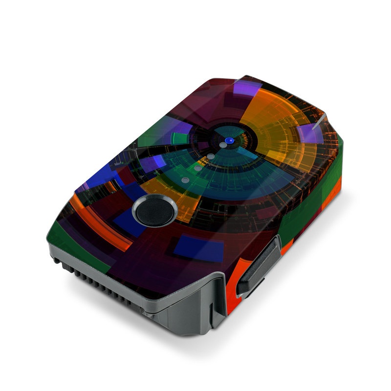 DJI Mavic Pro Battery Skin design of Colorfulness, Pattern, Circle, Design, Architecture, Symmetry, Art, Spiral, Psychedelic art, with black, red, blue, green, orange, brown colors