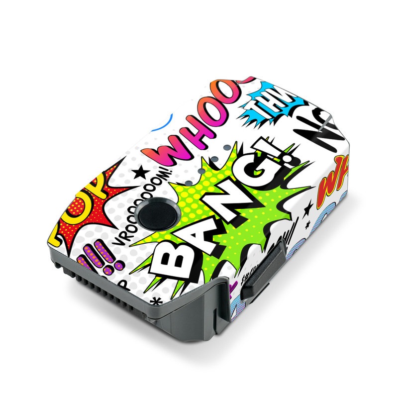 DJI Mavic Pro Battery Skin design of Text, Font, Line, Graphics, Art, Graphic design, with gray, white, red, blue, black colors