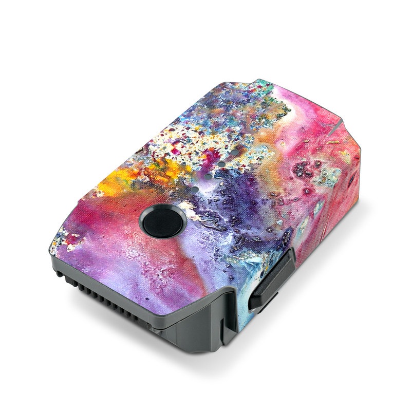 DJI Mavic Pro Battery Skin design of Watercolor paint, Painting, Acrylic paint, Art, Modern art, Paint, Visual arts, Space, Colorfulness, Illustration, with gray, black, blue, red, pink colors