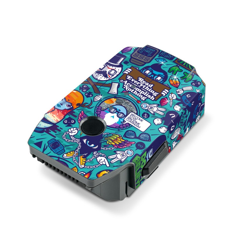 DJI Mavic Pro Battery Skin design of Art, Visual arts, Illustration, Graphic design, Psychedelic art, with blue, black, gray, red, green colors