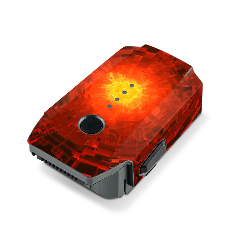 DJI Mavic Pro Battery Skin design of Red, Fractal art, Light, Circle, Design, Art, Graphics, Symmetry, Pattern, Space, with black, red colors