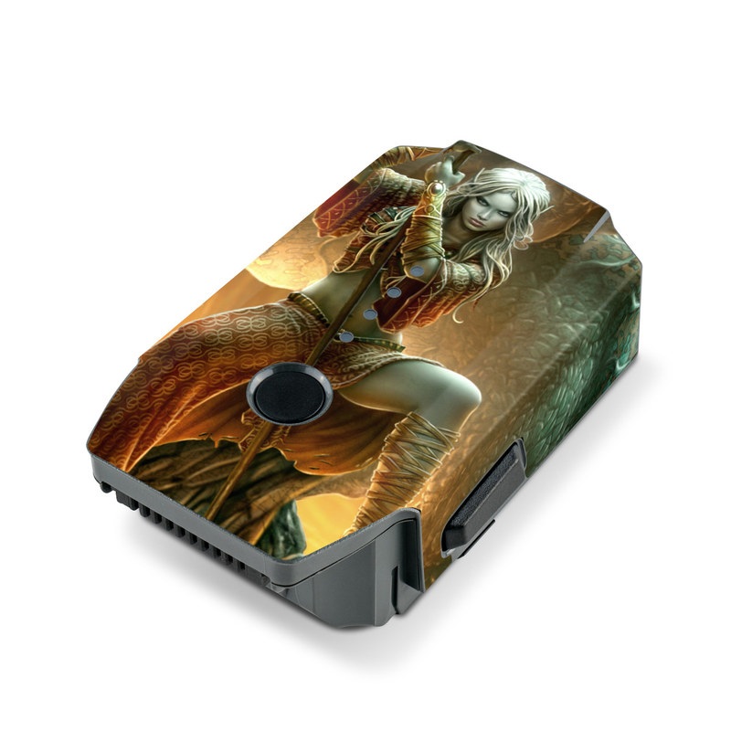 DJI Mavic Pro Battery Skin design of Dragon, Cg artwork, Mythology, Fictional character, Mythical creature, Art, Illustration, Cryptid, Sculpture, Demon, with black, green, red, gray, blue colors