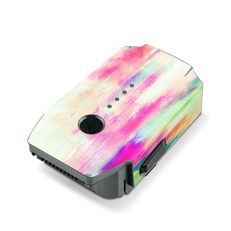 DJI Mavic Pro Battery Skin design of Pink, Magenta, Art, Watercolor paint, Dye, Visual arts, Pattern, Modern art, Painting, Acrylic paint, with red, white, green colors