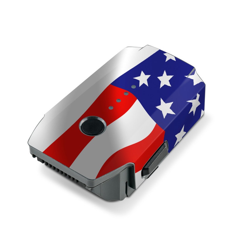 DJI Mavic Pro Battery Skin design of Flag of the united states, Flag, Flag Day (USA), Veterans day, Independence day, Memorial day, Holiday with gray, red, blue, black, white colors