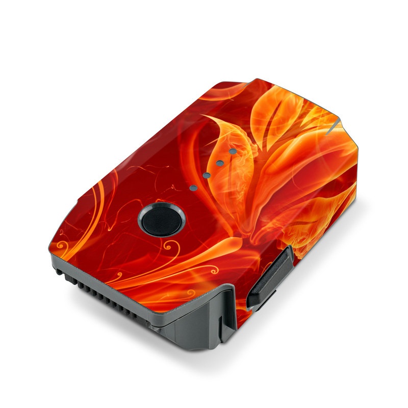 DJI Mavic Pro Battery Skin design of Flame, Fire, Heat, Red, Orange, Fractal art, Graphic design, Geological phenomenon, Design, Organism, with black, red, orange colors
