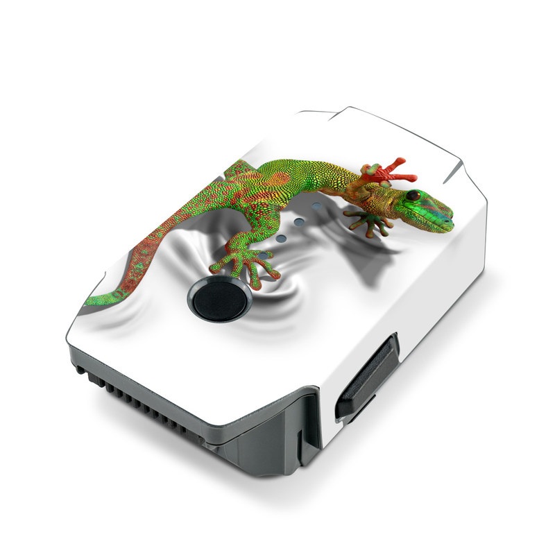DJI Mavic Pro Battery Skin design of Lizard, Reptile, Gecko, Scaled reptile, Green, Iguania, Animal figure, Wall lizard, Fictional character, Iguanidae, with white, gray, black, red, green colors