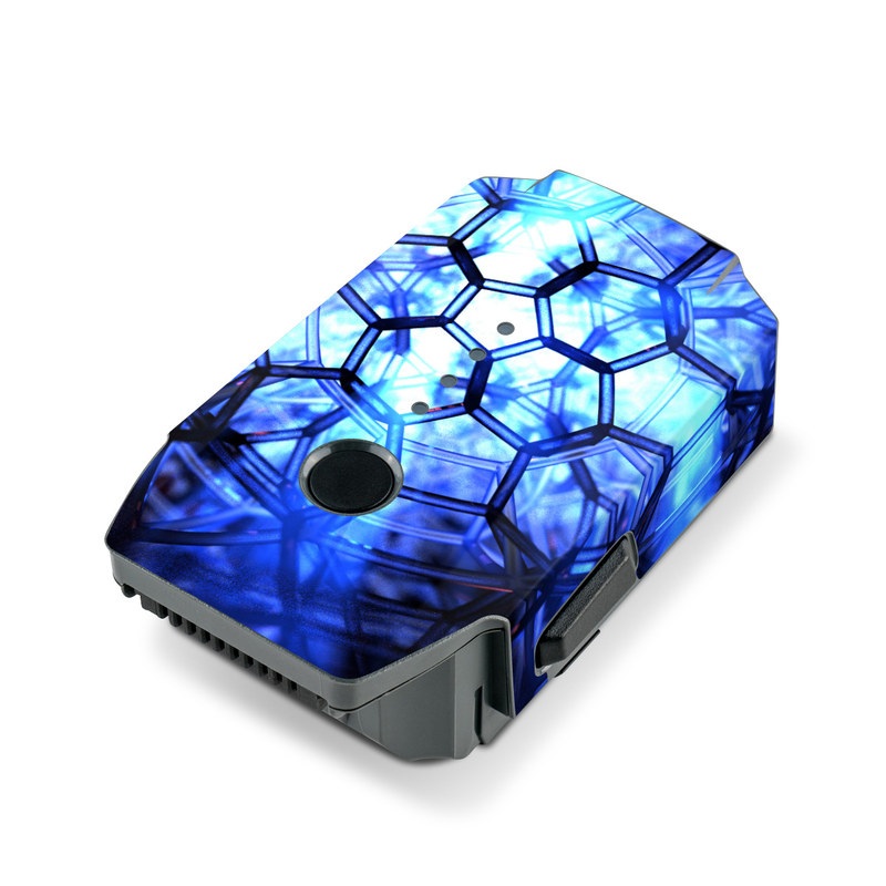 DJI Mavic Pro Battery Skin design of Blue, Fractal art, Red, Light, Pattern, Lighting, Art, Kaleidoscope, Design, Psychedelic art, with black, blue, red colors