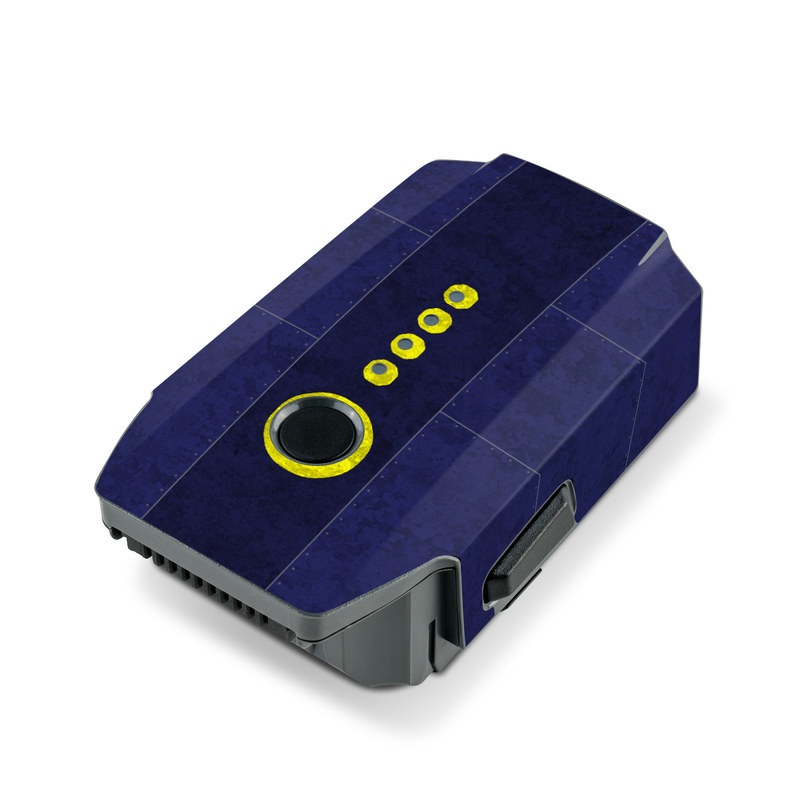 DJI Mavic Pro Battery Skin design of Blue, Symbol, Symmetry, Graphics, Triangle, Graphic design, with black, purple, gray, yellow colors