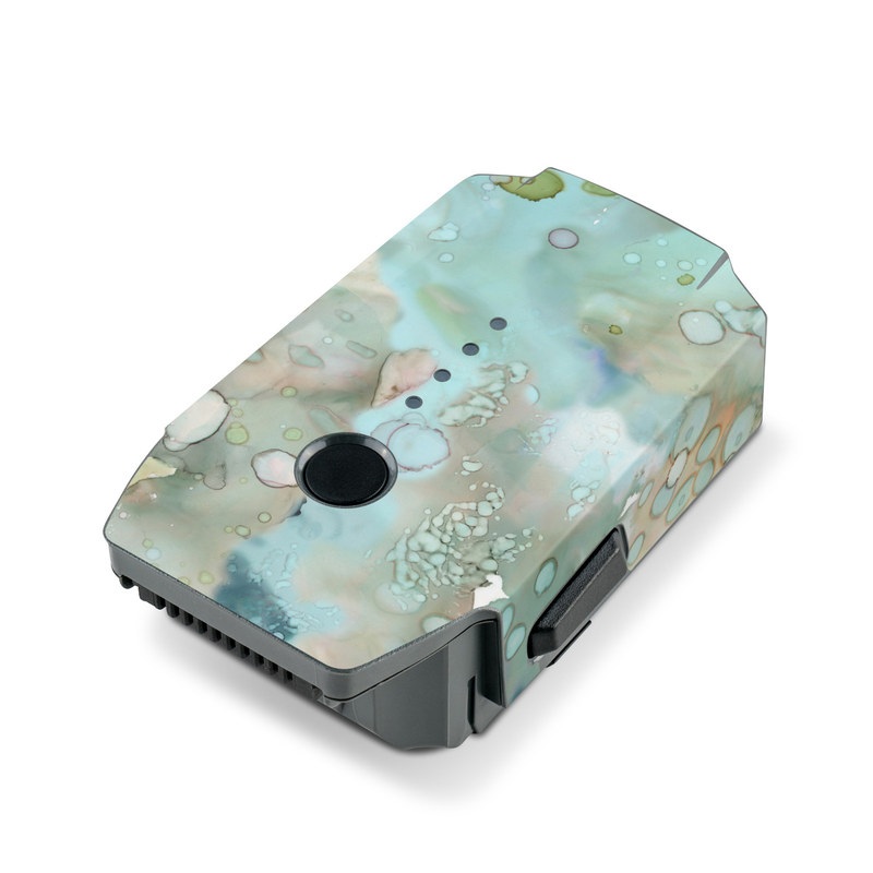 DJI Mavic Pro Battery Skin design of Aqua, Blue, Green, Watercolor paint, Pattern, Turquoise, Organism, Design, Art, Painting, with blue, green, pink colors