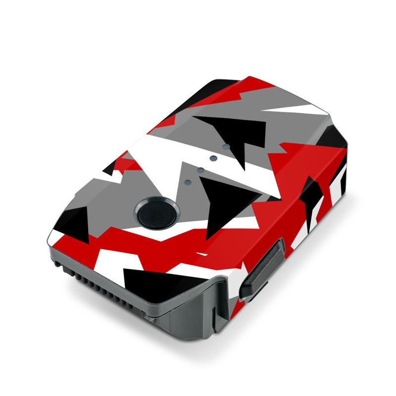 DJI Mavic Pro Battery Skin design of Red, Pattern, Font, Design, Textile, Carmine, Illustration, Flag, Crowd, with red, white, black, gray colors