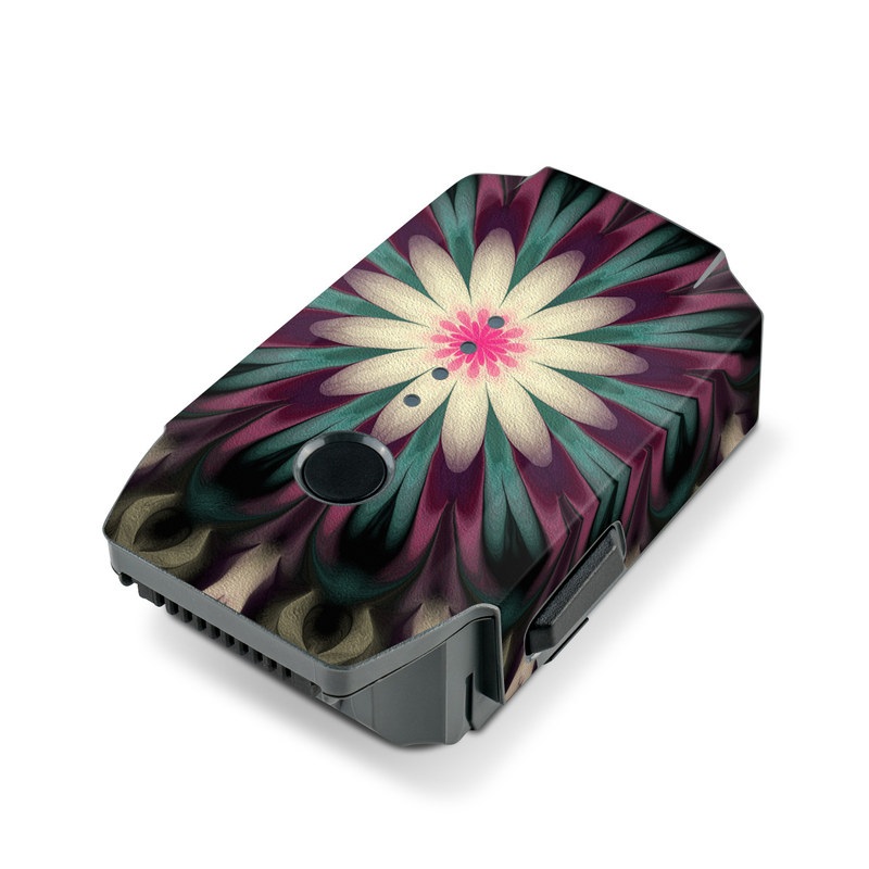 DJI Mavic Pro Battery Skin design of Fractal art, Pattern, Pink, Psychedelic art, Art, Kaleidoscope, Design, Symmetry, Visual arts, Textile, with black, purple, white, green, blue colors
