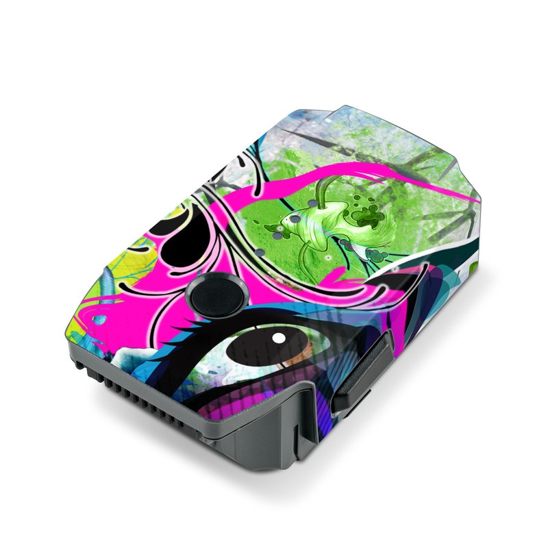 DJI Mavic Pro Battery Skin design of Graphic design, Psychedelic art, Art, Illustration, Purple, Visual arts, Graffiti, Street art, Design, Painting, with gray, black, blue, green, purple colors