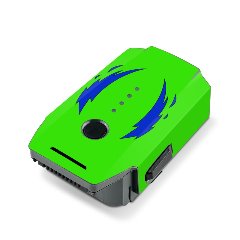 DJI Mavic Pro Battery Skin design of Blue, Logo, Symbol, Graphics, Graphic design, with green, black, gray, blue, white, red colors