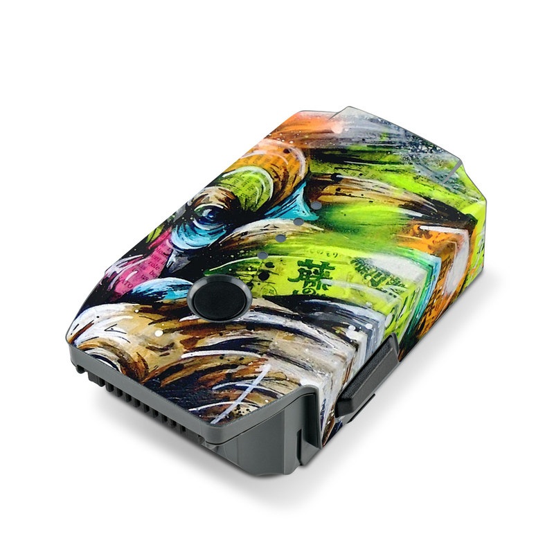 DJI Mavic Pro Battery Skin design of Watercolor paint, Graphic design, Illustration, Acrylic paint, Art, Modern art, Painting, Visual arts, Paint, Graphics, with gray, black, green, red, blue colors