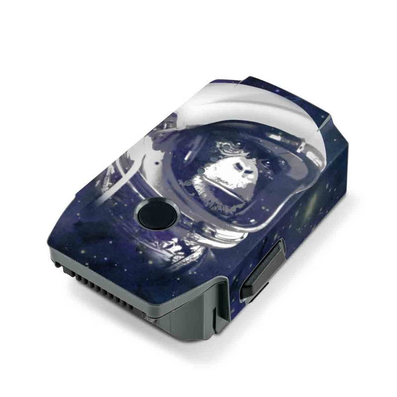 DJI Mavic Pro Battery Skin design of Helmet, Astronaut, Personal protective equipment, Illustration, Space, Outer space, Headgear, Fictional character, Sports gear, Football gear, with black, gray, blue, white colors