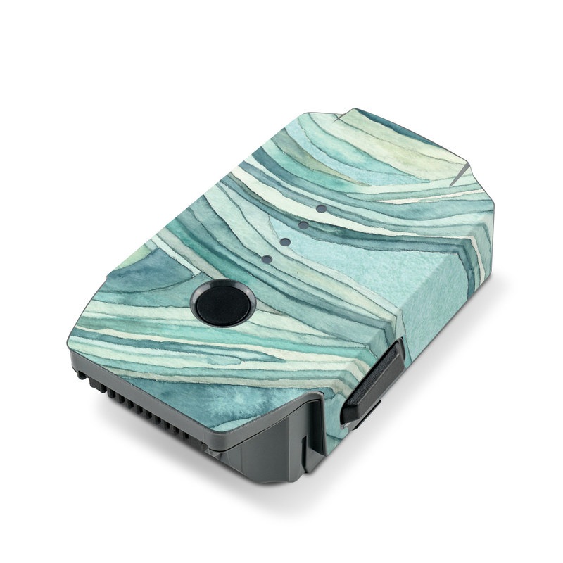 DJI Mavic Pro Battery Skin design of Aqua, Blue, Pattern, Turquoise, Teal, Water, Design, Line, Wave, Textile, with gray, blue colors
