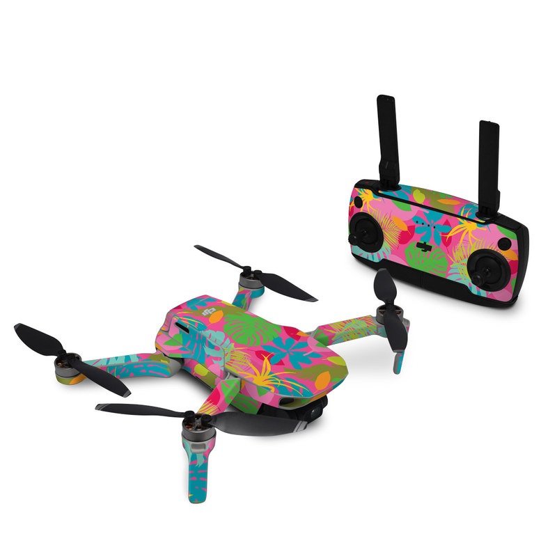 DJI Mini SE Skin design of Organism, Pink, Rectangle, Magenta, Aqua, Art, Symmetry, Pattern, Painting, Electric blue, with pink, green, blue, yellow, orange, red colors