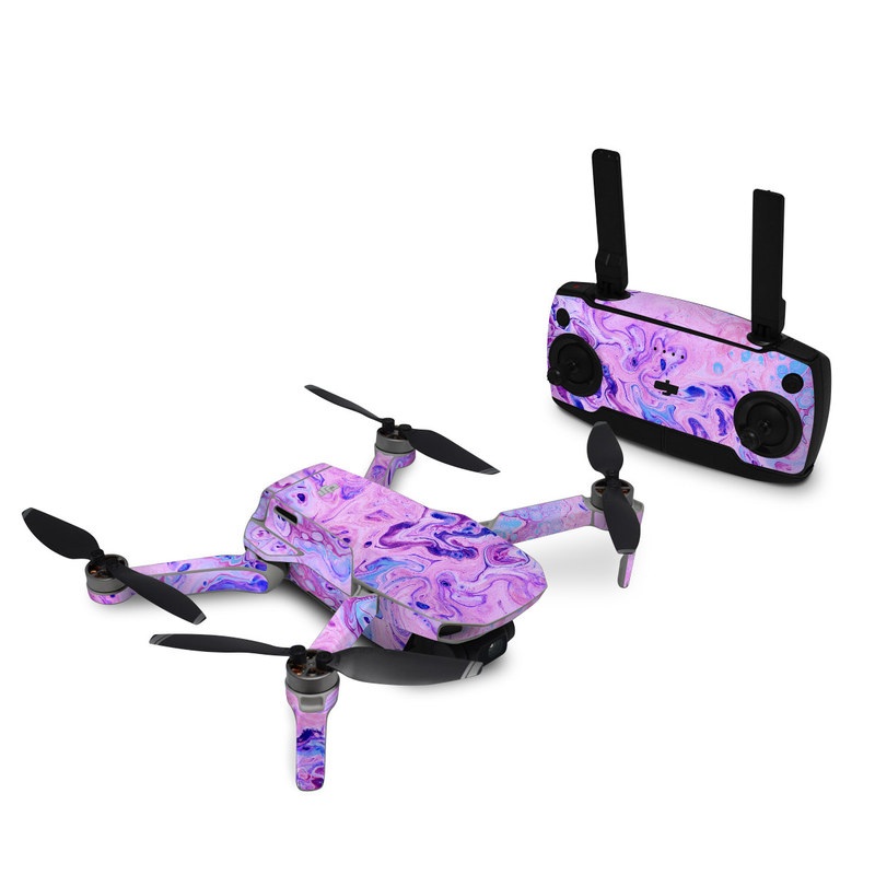DJI Mini SE Skin design of Purple, Violet, Lilac, Art, Pattern, Modern art, Painting, Visual arts, Acrylic paint, Magenta, with pink, purple, blue colors