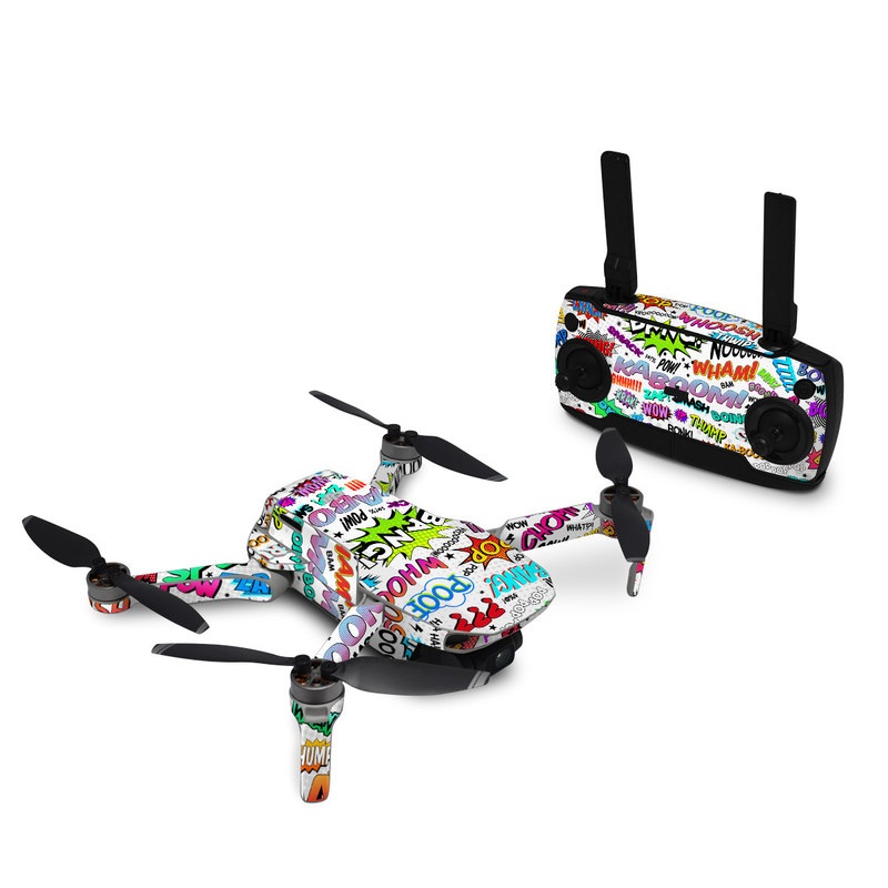 DJI Mini SE Skin design of Text, Font, Line, Graphics, Art, Graphic design, with gray, white, red, blue, black colors