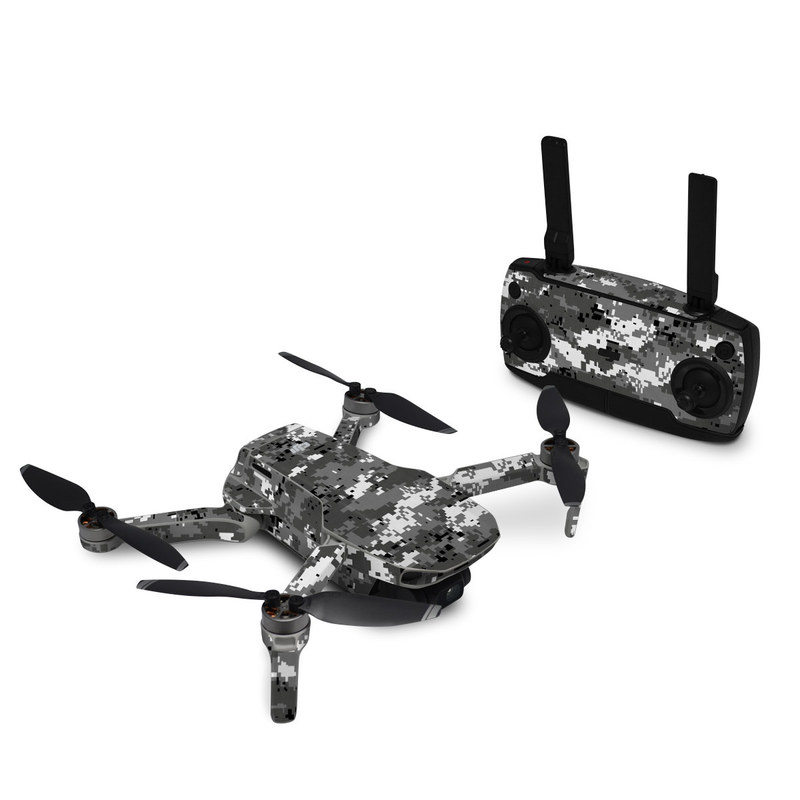 DJI Mini SE Skin design of Military camouflage, Pattern, Camouflage, Design, Uniform, Metal, Black-and-white, with black, gray colors