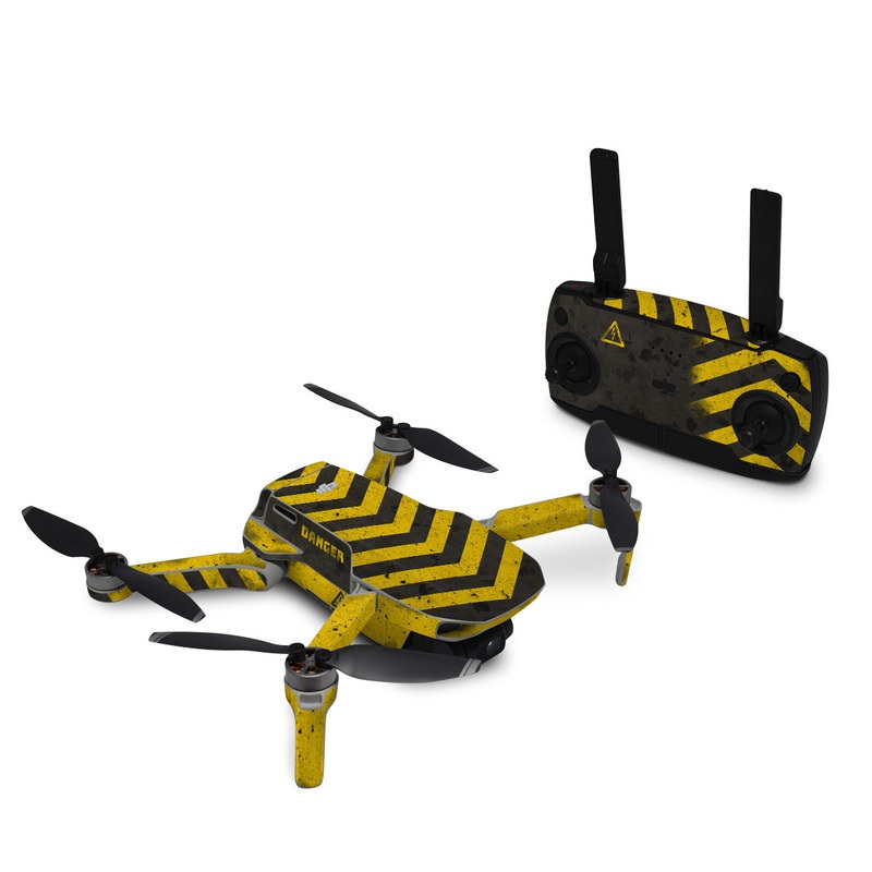 DJI Mini SE Skin design of Colorfulness, Road surface, Yellow, Rectangle, Asphalt, Font, Material property, Parallel, Tar, Tints and shades, with black, gray, yellow colors