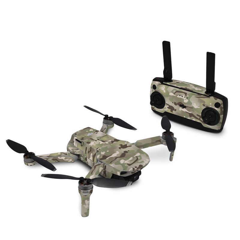 DJI Mini SE Skin design of Military camouflage, Camouflage, Pattern, Clothing, Uniform, Design, Military uniform, Bed sheet, with gray, green, black, red colors
