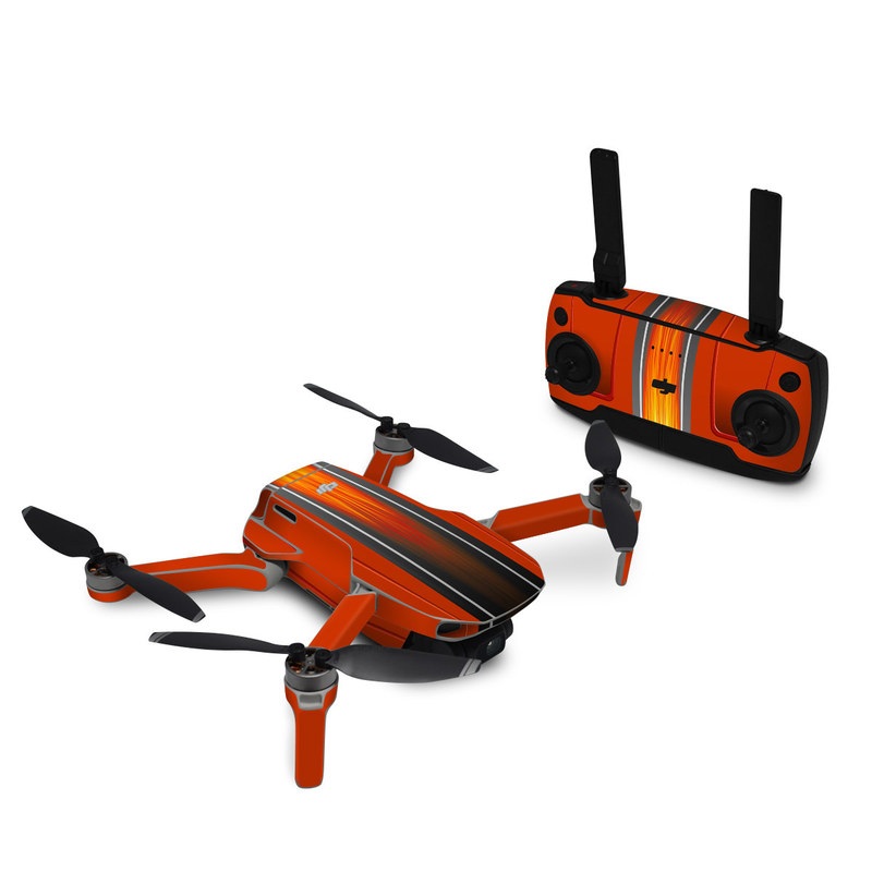 DJI Mini SE Skin design of Orange, Red, Line, Material property, Rectangle, Automotive lighting, with red, black, orange, gray colors