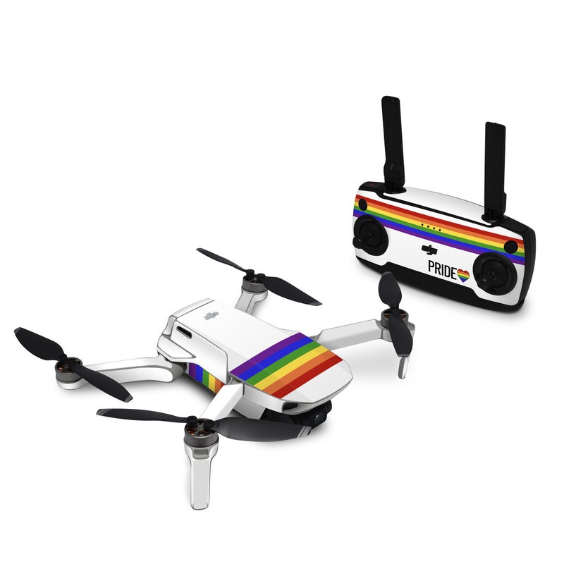 DJI Mini SE Skin design of Text, Line, Yellow, Font, Logo, Rectangle, Parallel, Graphics, Brand, with black, white, blue, purple, green, yellow, orange, red colors