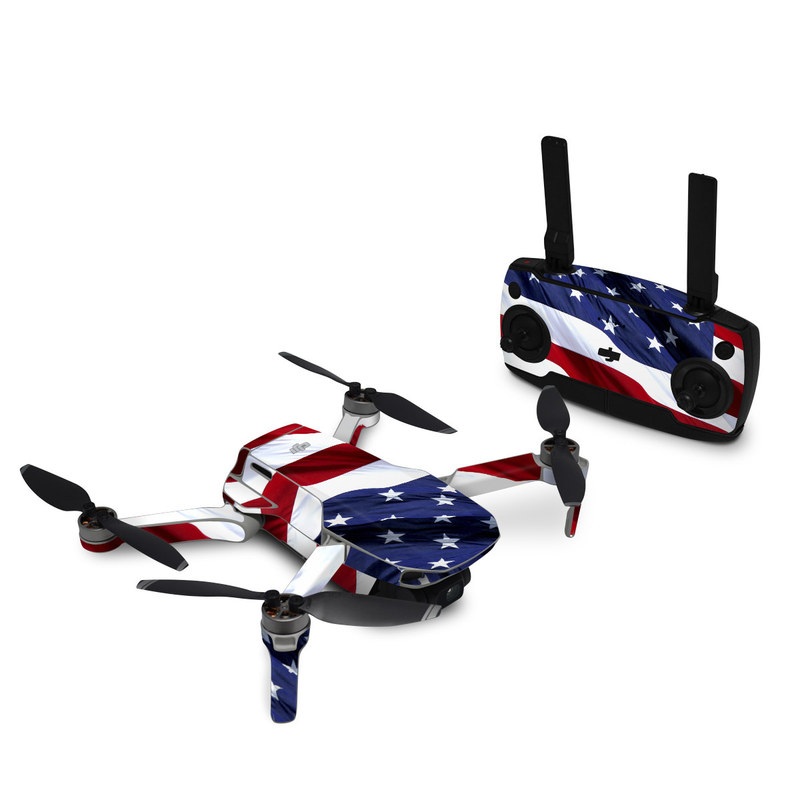DJI Mini SE Skin design of Flag, Flag of the united states, Flag Day (USA), Veterans day, Memorial day, Holiday, Independence day, Event, with red, blue, white colors