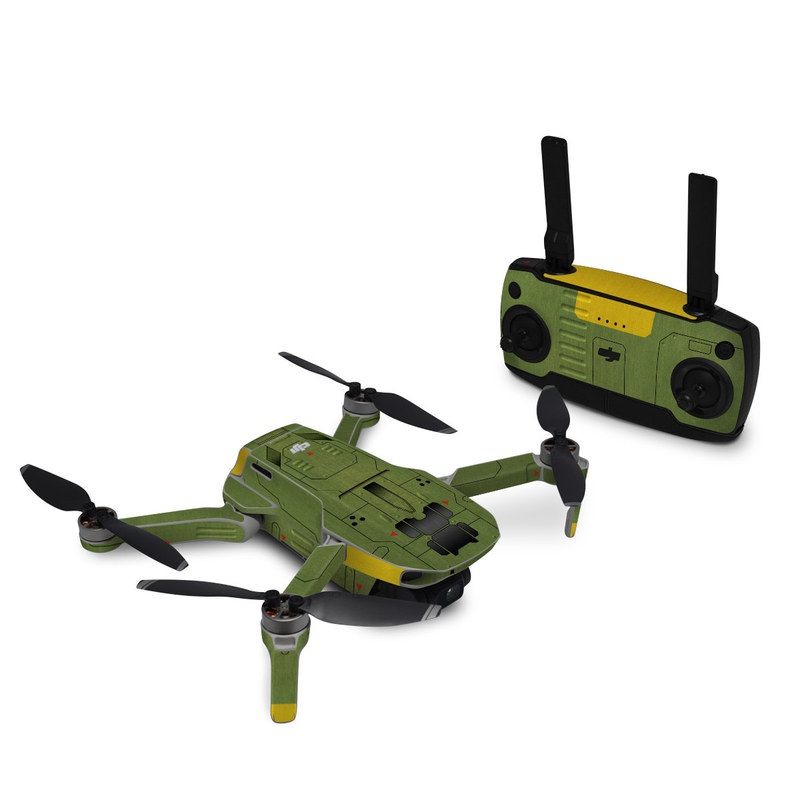 DJI Mini SE Skin design, with green, black, yellow, red colors