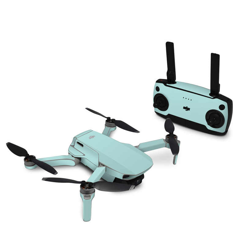 DJI Mini SE Skin design of Green, Blue, Aqua, Turquoise, Teal, Azure, Text, Daytime, Yellow, Sky, with blue colors